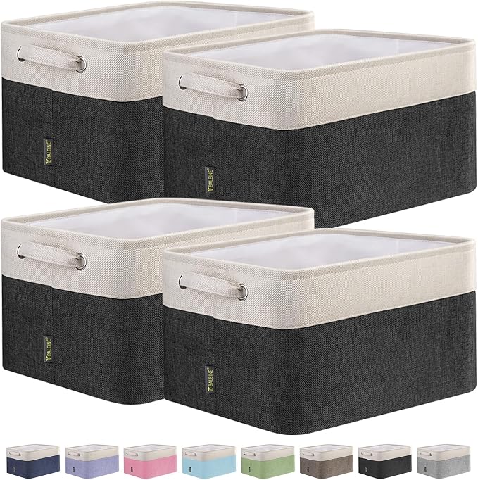 BALEINE Fabric Storage Bins for Shelves, Linen Storage Baskets for Organizing by BALEINE