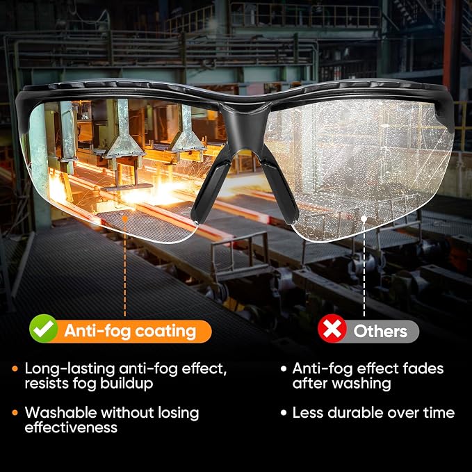 TICONN Anti-Fog Safety Glasses for Men and Women, ANSI Z87.1 Scratch Proof Eye - Image 4