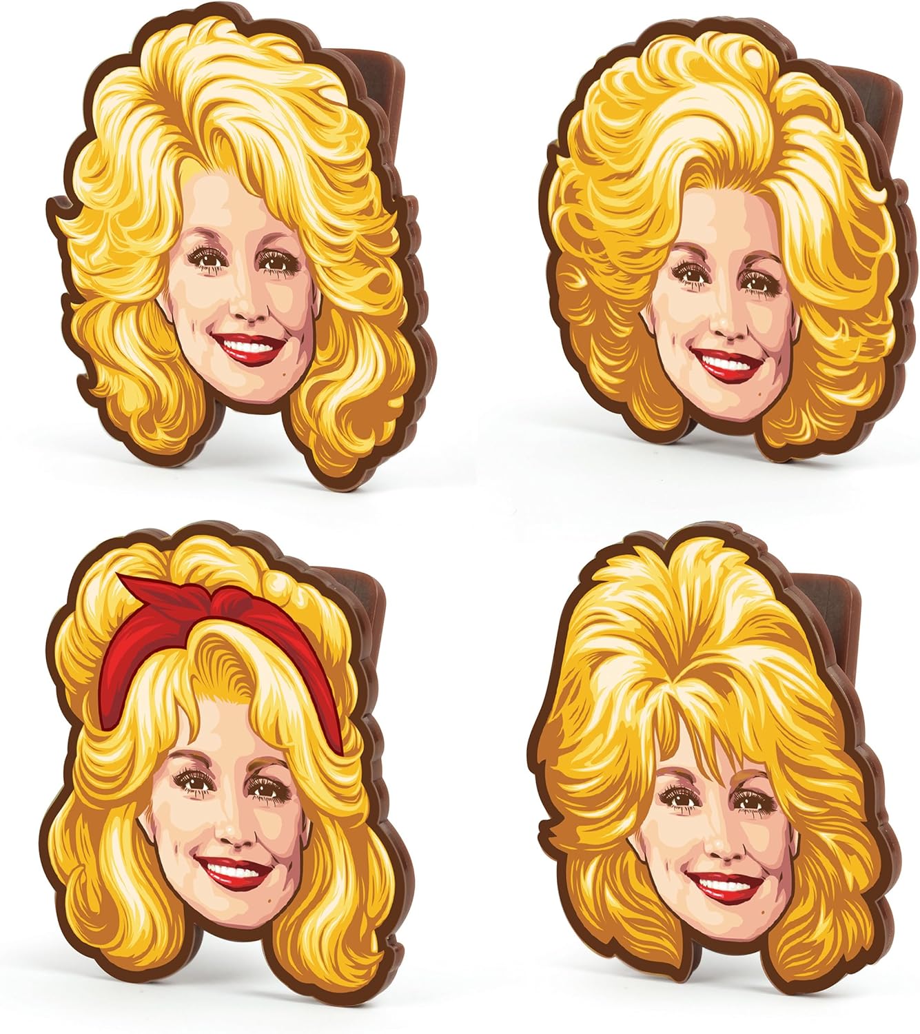Dolly Parton Bag Clips, Set of 4, BPA-Free Plastic, Dolly-Inspired Iconic Hairstyle Designs, Kitchen and Pantry Organization