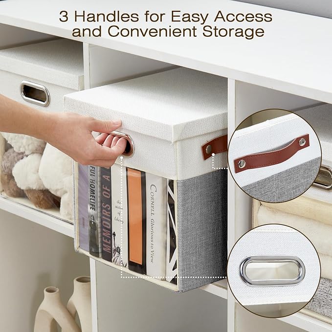 Fabric Storage Cubes with Clear Windows and Lids, Decorative Storage Boxes - Image 4