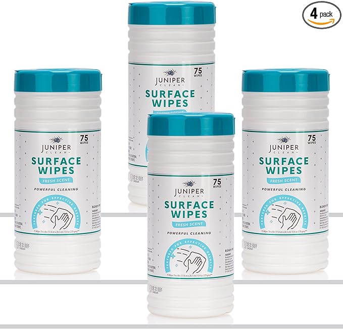 4 Pack Surface Cleaning Wipes Bleach Free, All-Purpose Cleaner by JuniperCLEAN