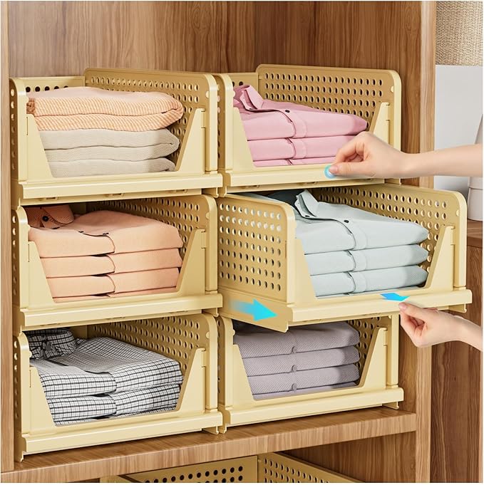 SNSLXH 5 Pack Stackable Closet Organizer Box, Space-Saving Clothes Storage by SNSLXH