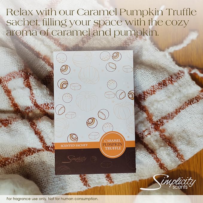 Floral Simplicity Caramel Pumpkin Truffle Scented Sachets Pack of 3, Fall & - Image 4