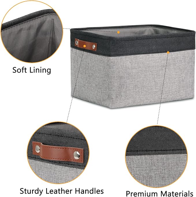 DULLEMELO Fabric Baskets for Storage, Rectangular Fabric Storage Bins - Image 3