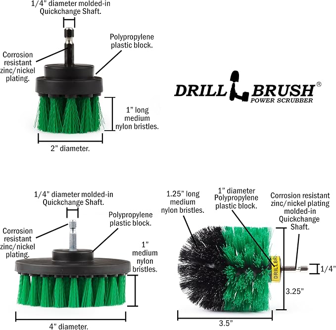 Drillbrush Green Kitchen Drill Brush Set – Drill Powered Cleaning Tools - Image 8