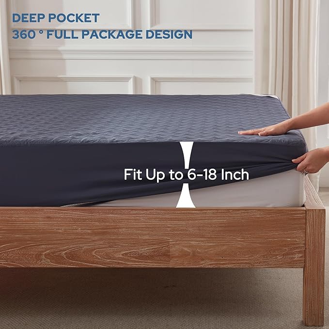 BEDLORE Waterproof Mattress Protector, Queen Size Noiseless Mattress Pad - Image 4