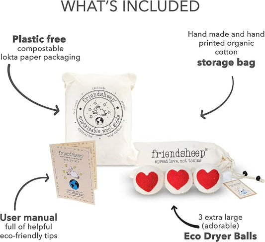 Friendsheep Wool Dryer Balls, Organic Reusable Fabric Softener Alternative - Image 2