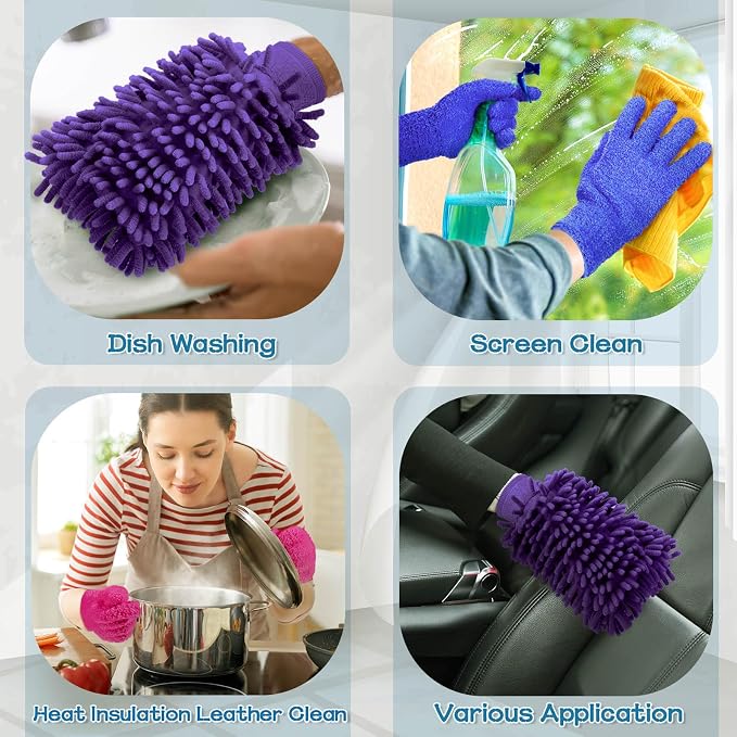 6 Pcs Microfiber Dusting Mitt Gloves Microfiber Washable Dusting Gloves Car - Image 6