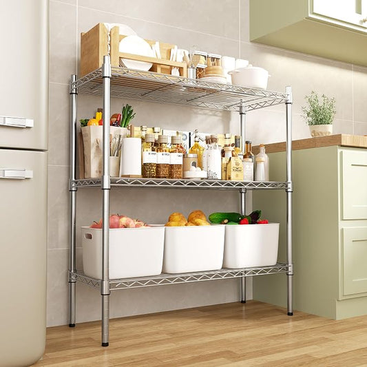 Auslar 3-Shelf Storage Wire Shelves Heavy Duty 3 Tiers Standing Shelving Units - Image 2