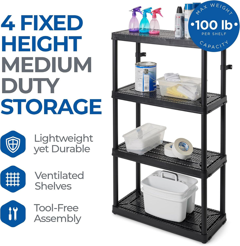 Gracious Living 4 Shelf Fixed Height Medium Duty Storage Unit 14 x 32 x 54.5 ...
