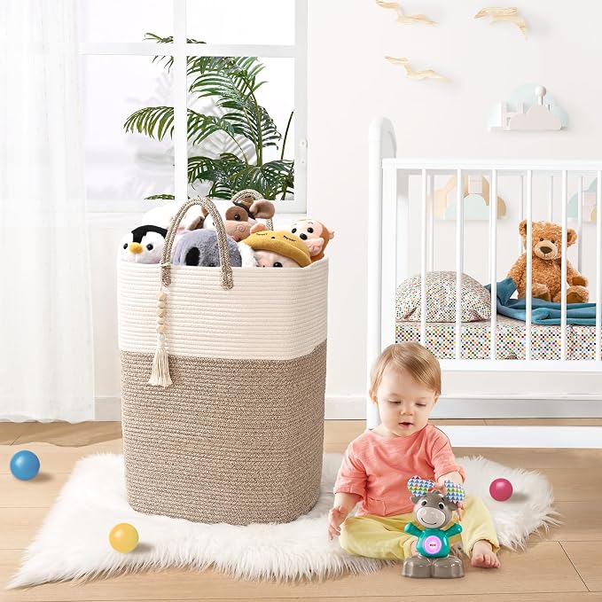 Woven Laundry Basket for Clothes, 50L Large Rectangle Laundry Hampers - Image 5