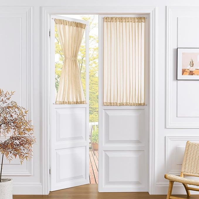 Tollpiz Short Sheer Linen Textured Curtain Sheers Doorway Light Filtering Voile by Tollpiz