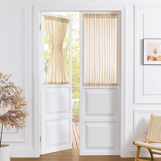 Tollpiz Short Sheer Linen Textured Curtain Sheers Doorway Light Filtering Voile by Tollpiz