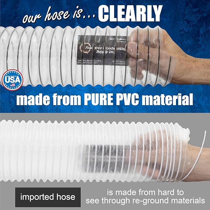 2-1/2" x 20' PVC Dust Collection Hose, Puncture Resistant, Carbon Steel Wire - Image 3