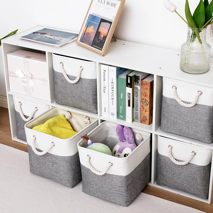 11 x 11 Inch Storage Cubes, 6 Pack Large Collapsible Fabric Storage Bin - Image 2