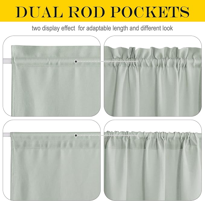NICETOWN Sage Green Window Curtains Linen Blended, Privacy French Door Curtains - Image 4