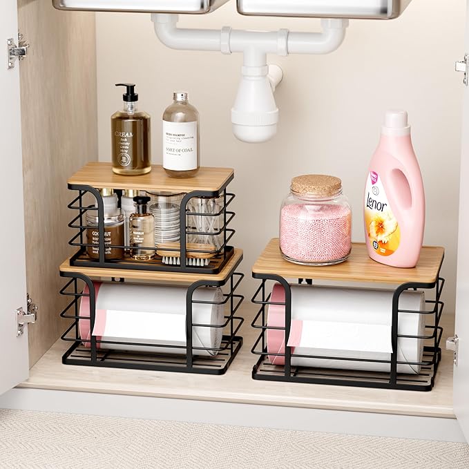3 Pack Stackable Pantry Organizer, Stainless Steel Trash Bag Holder Dispenser - Image 6