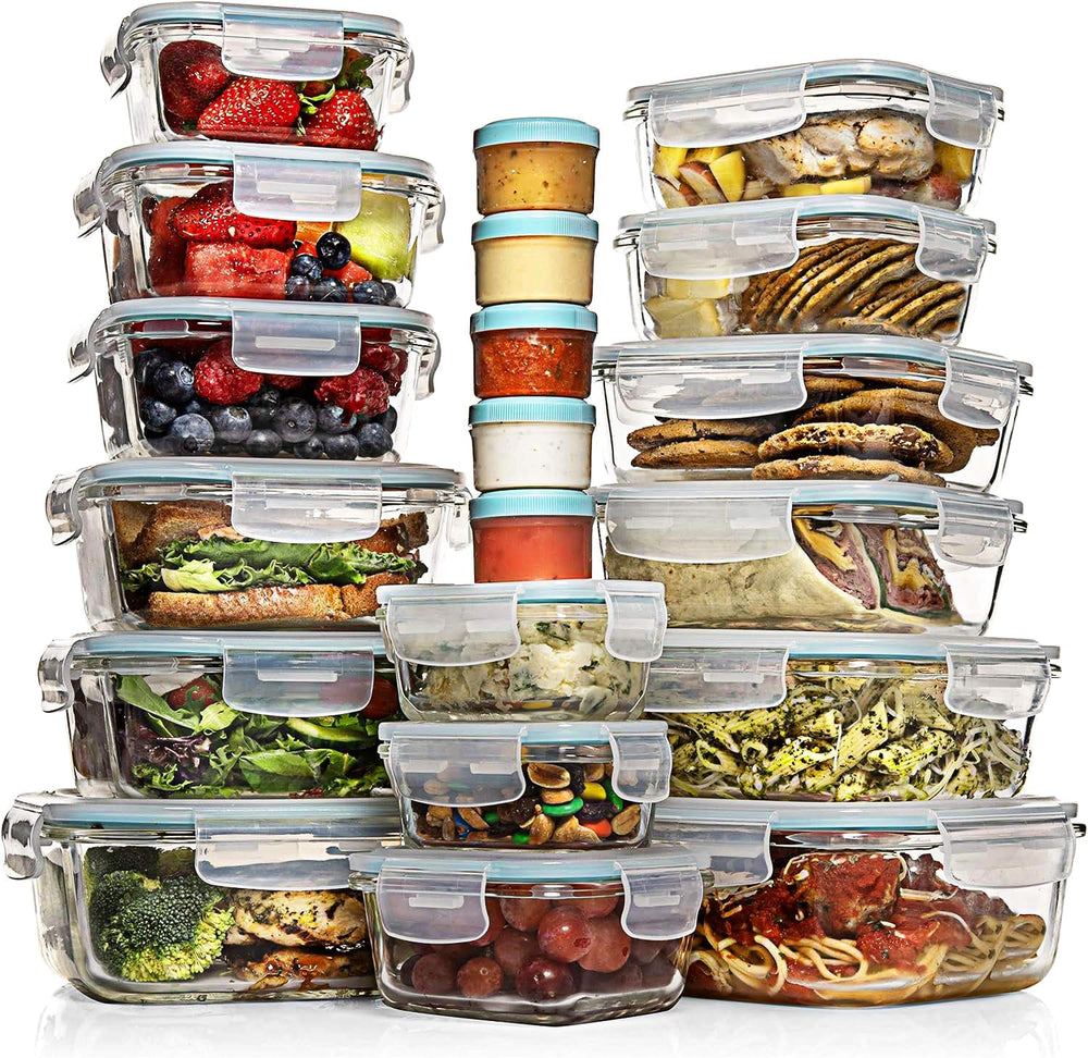 Razab 35 Pc Set Glass Food Storage Containers with Lids - Meal Prep Airtight ...