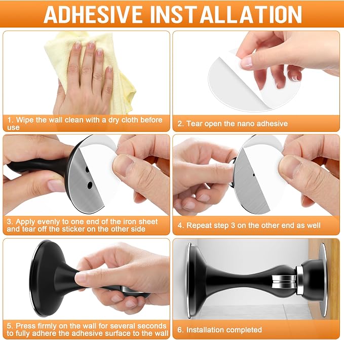 Crosize Magnetic Door Stoppers 6 Pack, Stainless Steel Door Catch - Image 7
