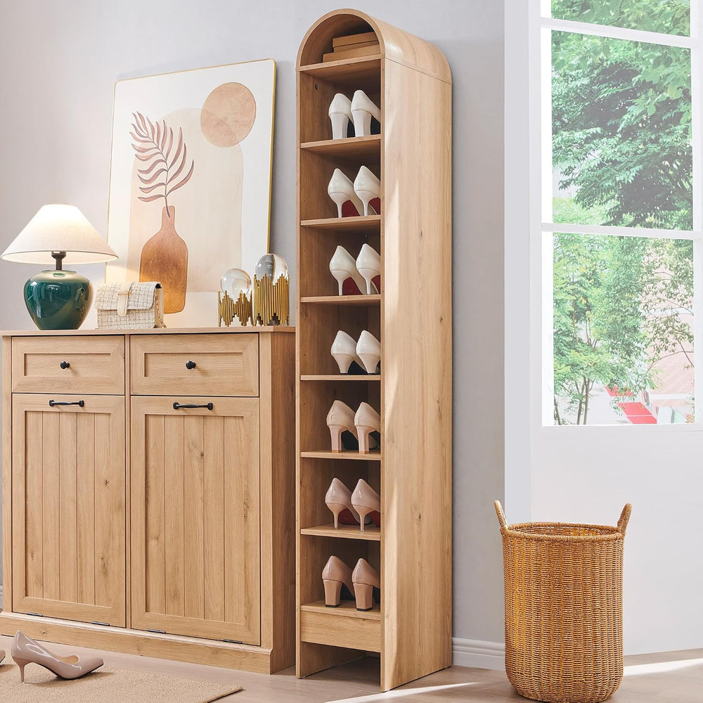IFBUY 67" Tall Arched Shoe Cabinet, 8 Tiers Shoe Storage Cabinet, Freest...