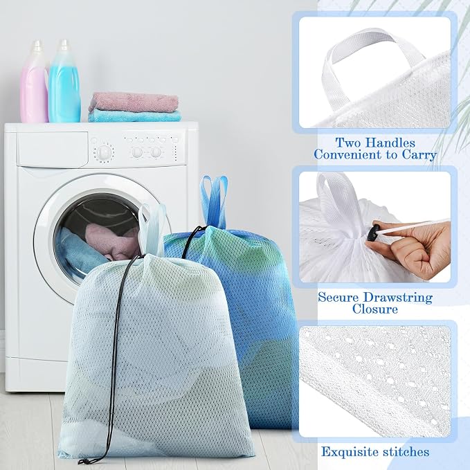 6 Pack 20 x 17 Inches Blue Mesh Laundry Bag - Image 4