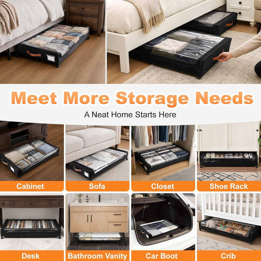 92L Extra Large Under Bed Storage with Wheels, 39.4" Extra Long Storage Box