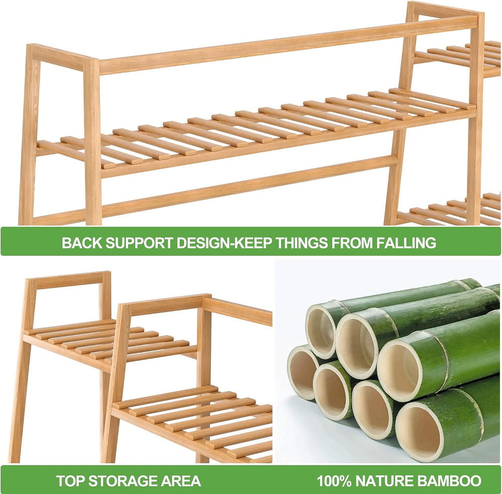 RELIANCER Bamboo Clothing Garment Rack,Free Standing Clothes Coat Hanger,Clos...