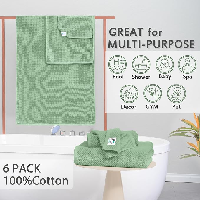 VOOVA & MOVAS Green Towels for Bathroom - Image 3