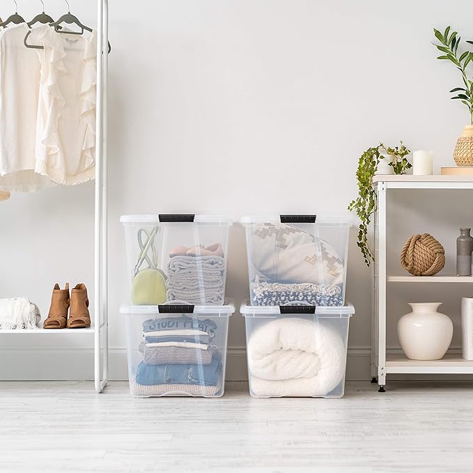 IRIS USA 72 Qt Stackable Plastic Storage Bins