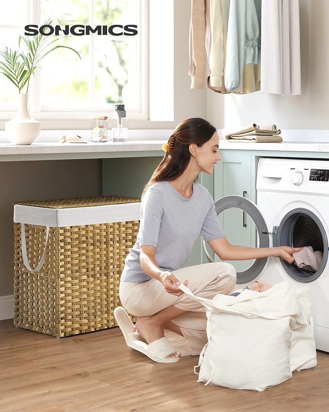 SONGMICS Laundry Hamper with Lid, 130L Clothes Hamper with 2 Removable Liner - Image 2