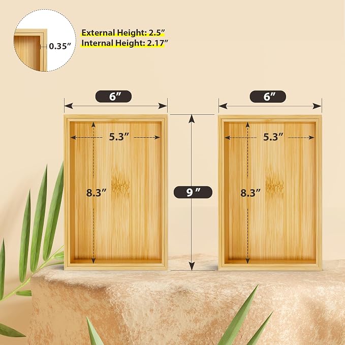 Kitchen Drawer Organizer Bins, Stackable Bamboo Drawer Organizer - Image 2
