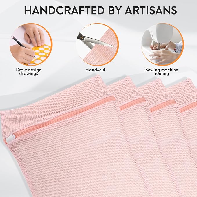4-Piece Pink Medium Durable Organic Cotton Mesh Laundry Bags - Image 3