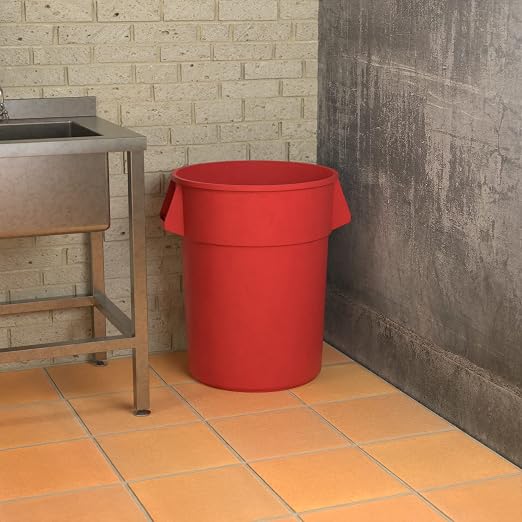 55 Gallon Red Round Commercial Trash Can - Image 4