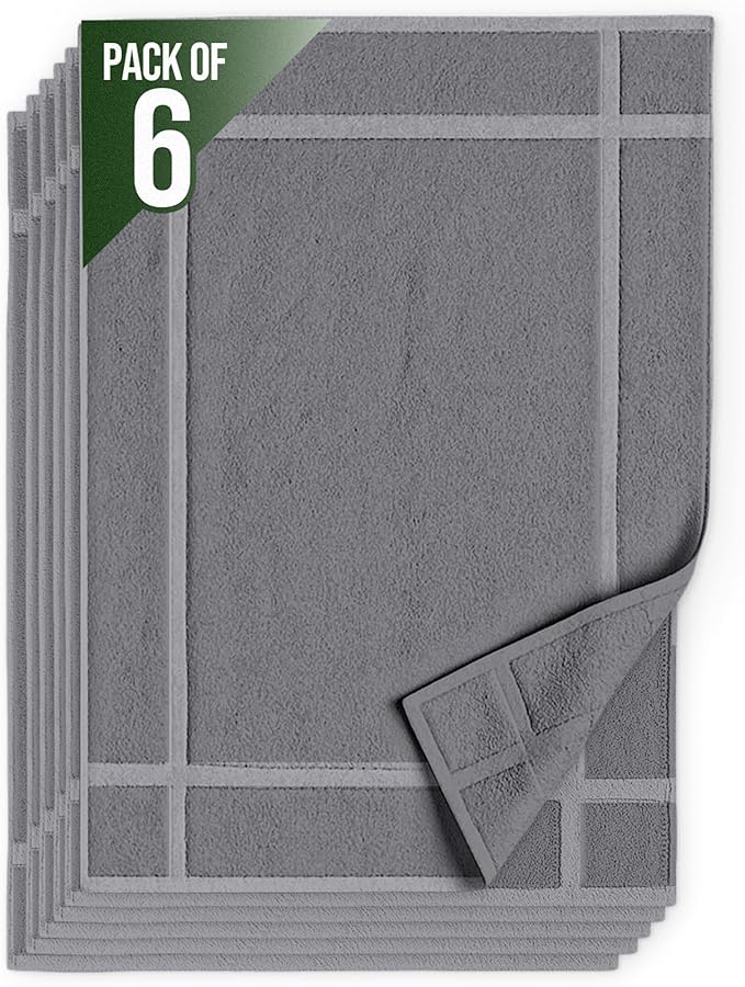Pearl Linens Pack of 6 100% Cotton Bath Mat 20x30 inches, Soft & Absorbent by PearlLinens