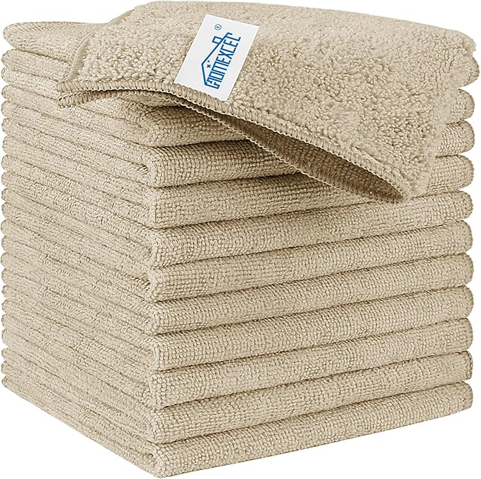 HOMEXCEL Brown Microfiber Cleaning Cloth, 12 Pack Premium Microfiber Towels by HOMEXCEL