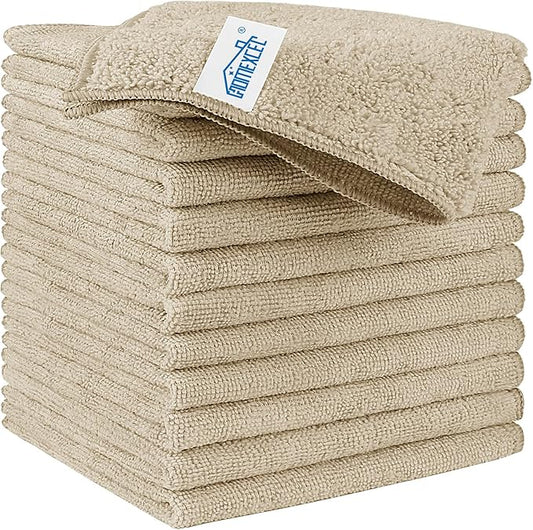 HOMEXCEL Brown Microfiber Cleaning Cloth, 12 Pack Premium Microfiber Towels by HOMEXCEL