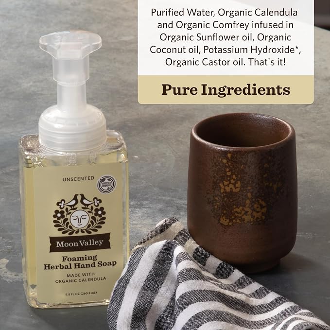 Moon Valley Herbal Foaming Hand Soap, Unscented Two Pack, Recyclable Bottle - Image 3