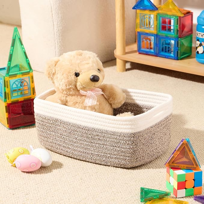 Small Storage Baskets for Organizing | Closet Organizer Bins | Shelf Toy Basket - Image 4