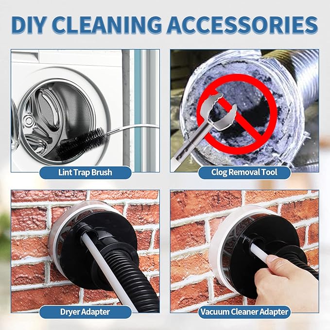 Bluesea 7 Pieces 25 Feet Dryer Vent Cleaner Kit, Reinforced Nylon Dryer Vent - Image 3