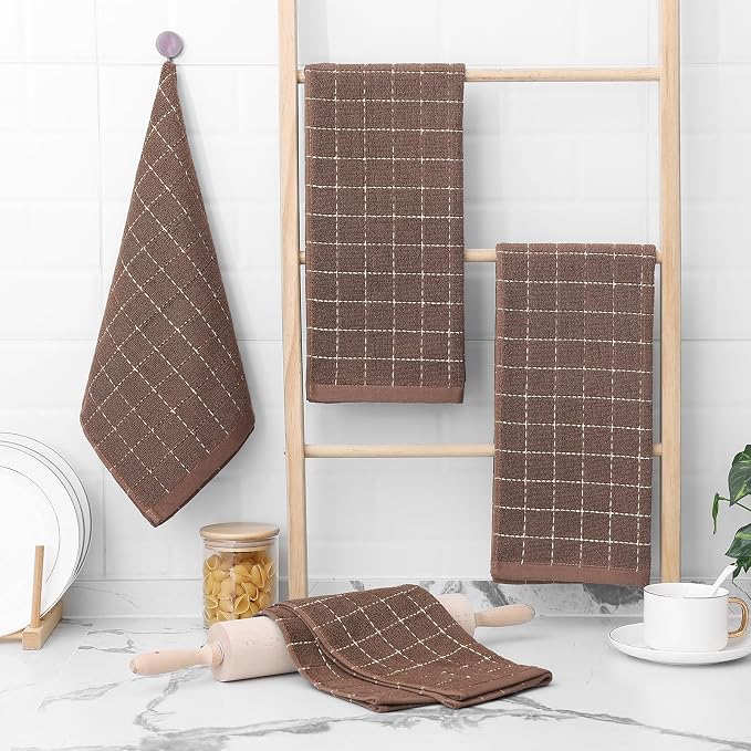 Homaxy 100% Cotton Terry Kitchen Towels, Checkered Designed, Soft and Super - Image 6