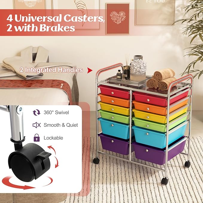 GOFLAME 12-Drawer Rolling Storage Cart, Mobile Utility Cart - Image 5