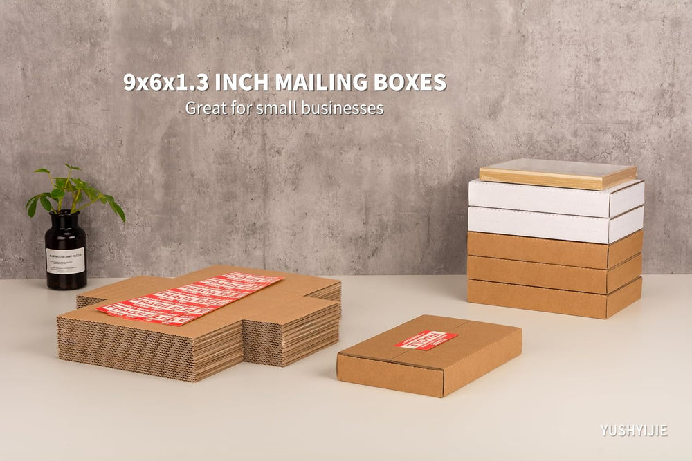 50 Pack 9x6x1.3 inch Small Shipping Boxes for DVD, Book Mailers