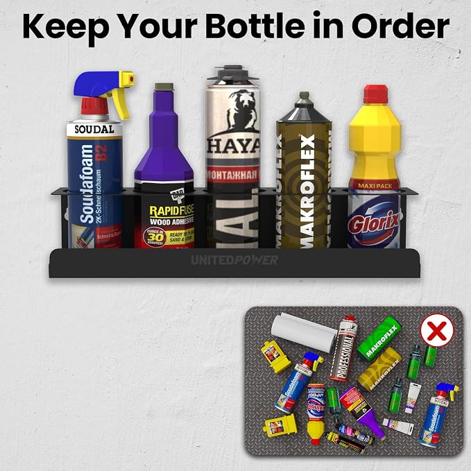 UNITEDPOWER 5 Aerosol Spray Can Holder, Paint Bottle Storage Rack, Steel Wall - Image 6