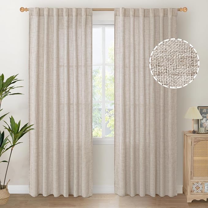 YoungsTex Natural Linen Curtains 80 Inch Length by YoungsTex