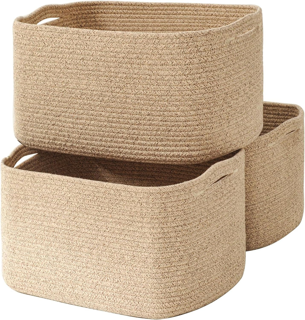 Large Storage Baskets for Organizing Shelves, Woven Cotton Rope Bins for Baby