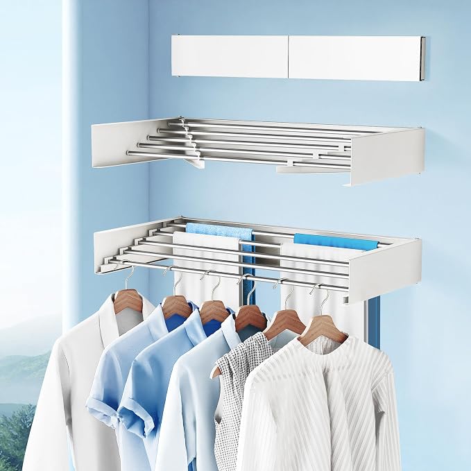 Drying Rack Clothing, Clothes Drying Rack Wall Mounted, Collapsible Hanging - Image 8