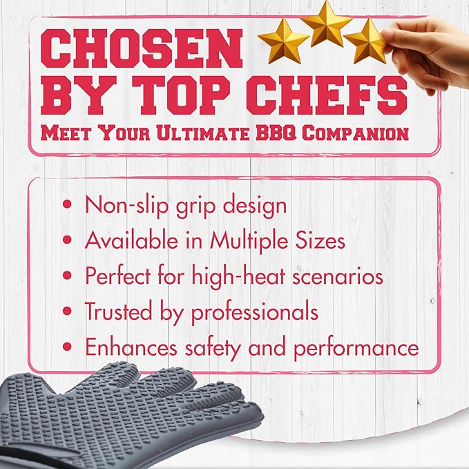 KITCHEN PERFECTION S Silicone Smoker Oven Gloves - Image 6
