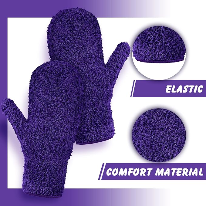 Bencailor 4 Pair Microfiber Dusting Mittens Reusable Women Cleaning Mittens - Image 5