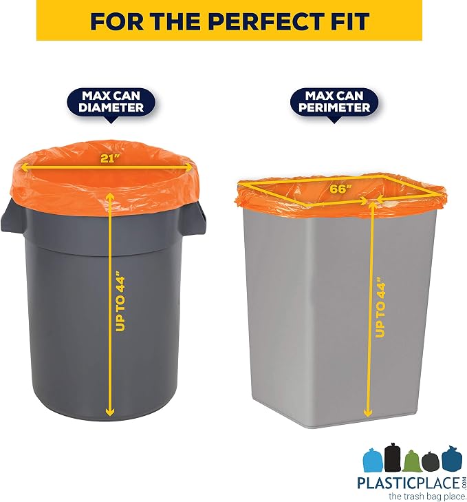 Plasticplace 42 Gallon Trash Bags |3.0 Mil | Orange Heavy Duty Contractor Trash - Image 4