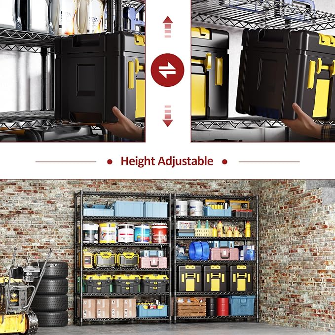 IZEUK 6-Tier Heavy Duty Metal Wire Shelving Unit, Adjustable Storage Rack - Image 5
